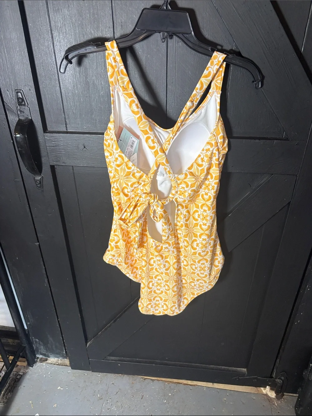 Shade & Shore Yellow Tile-Print Scoop One-Piece Swimsuit
